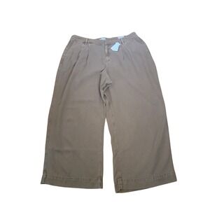 Lane Bryant Wide Leg Pants 22 Tan Khaki New Mid-Rise Pleated Twill Trousers